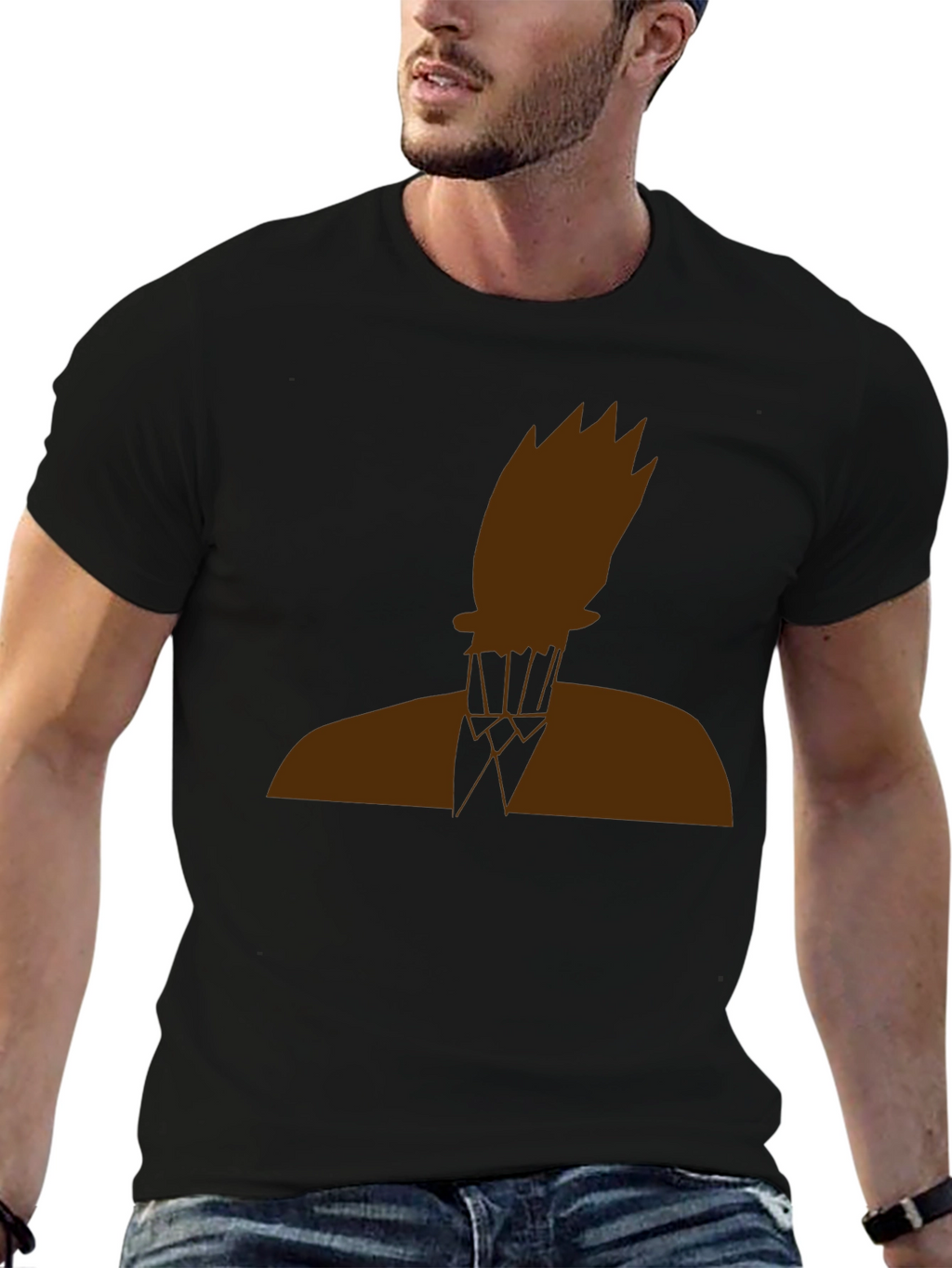 Abstract Silhouette Graphic Tee - Black