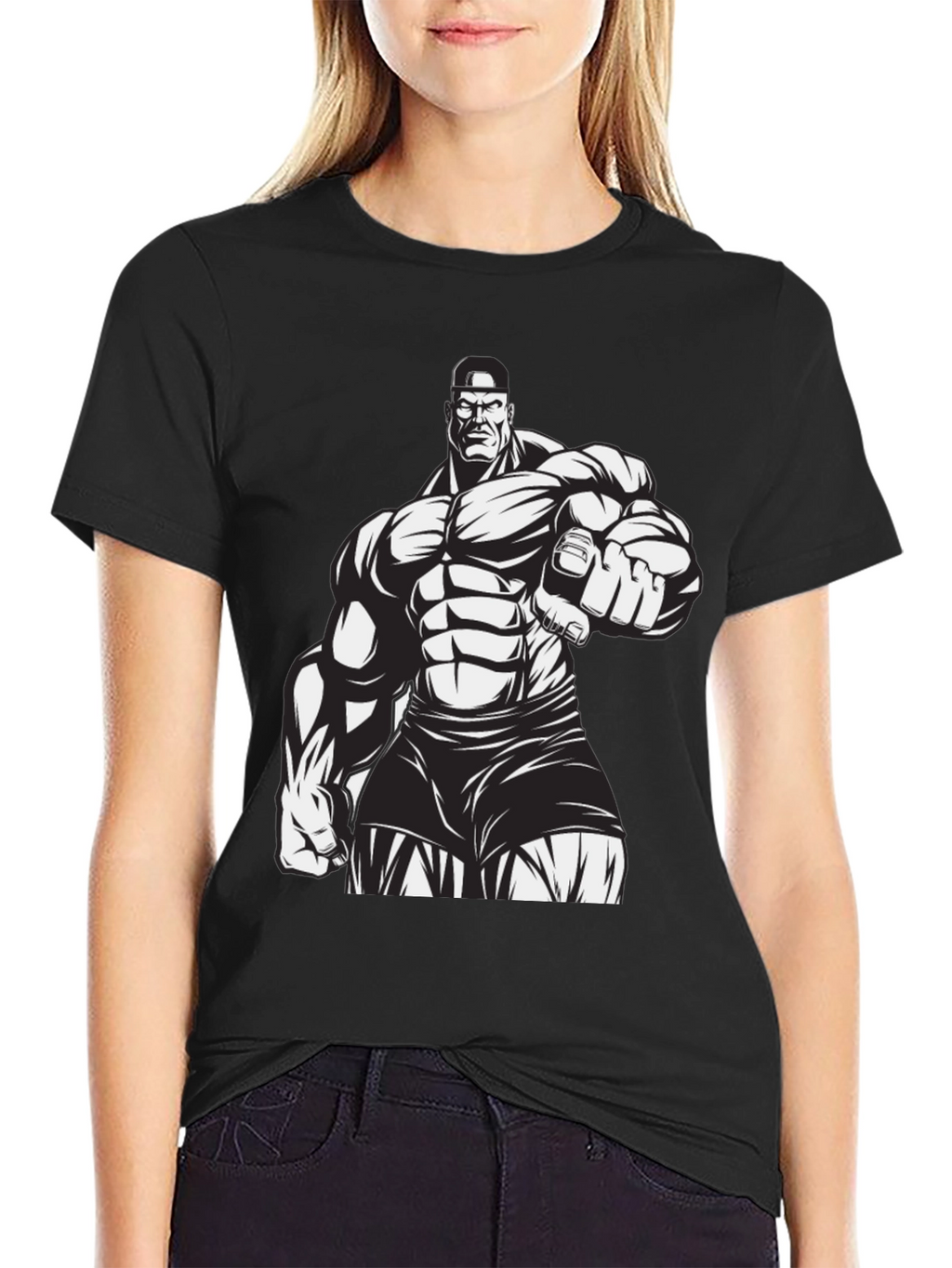 Muscle Man Graphic Black T-Shirt