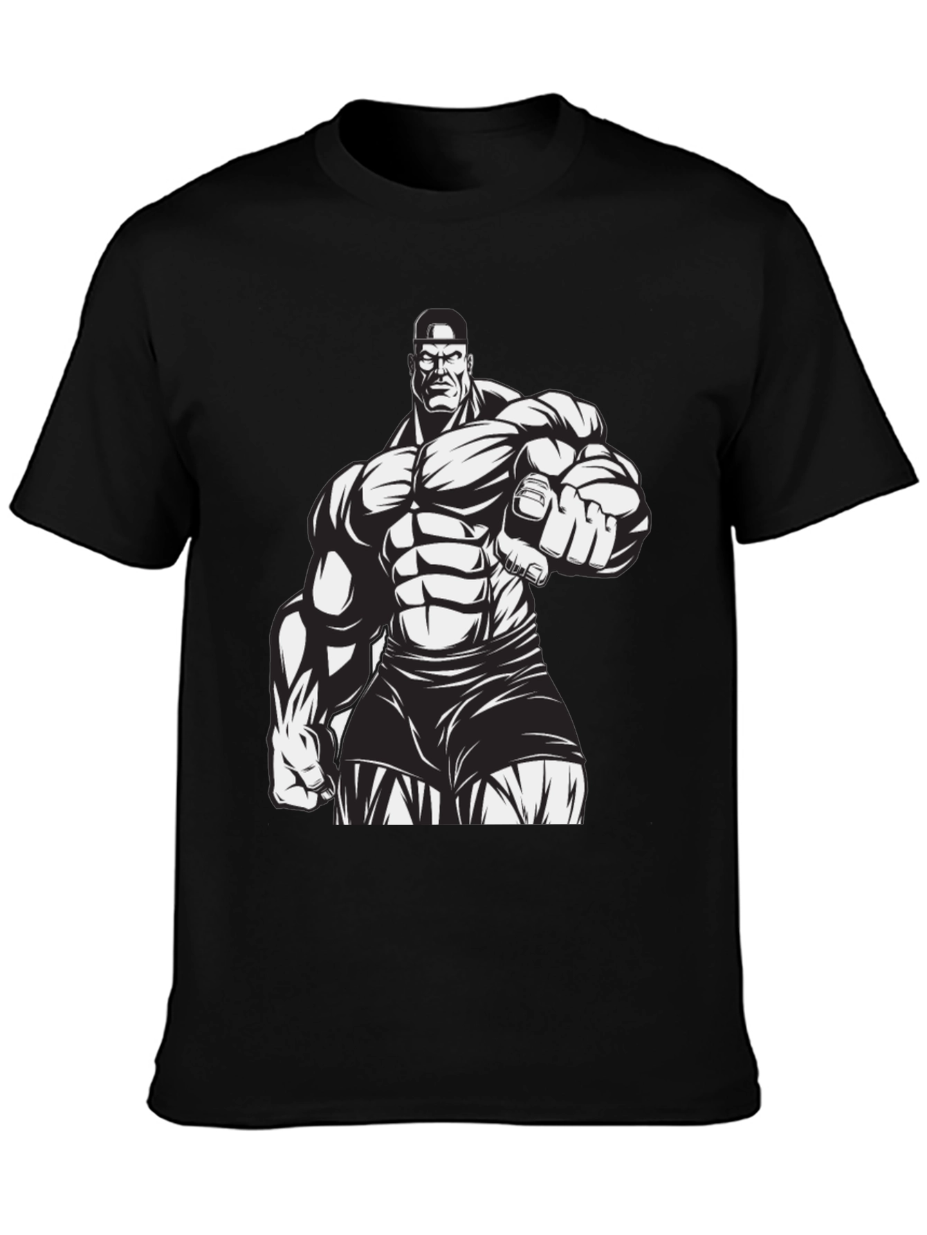 Muscle Man Graphic Black T-Shirt