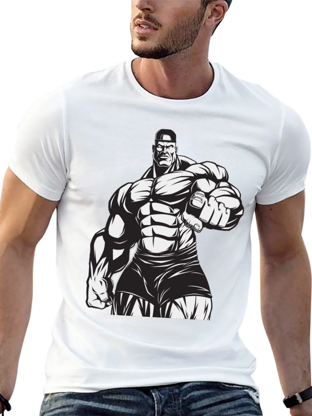 Muscle Man Graphic Black T-Shirt