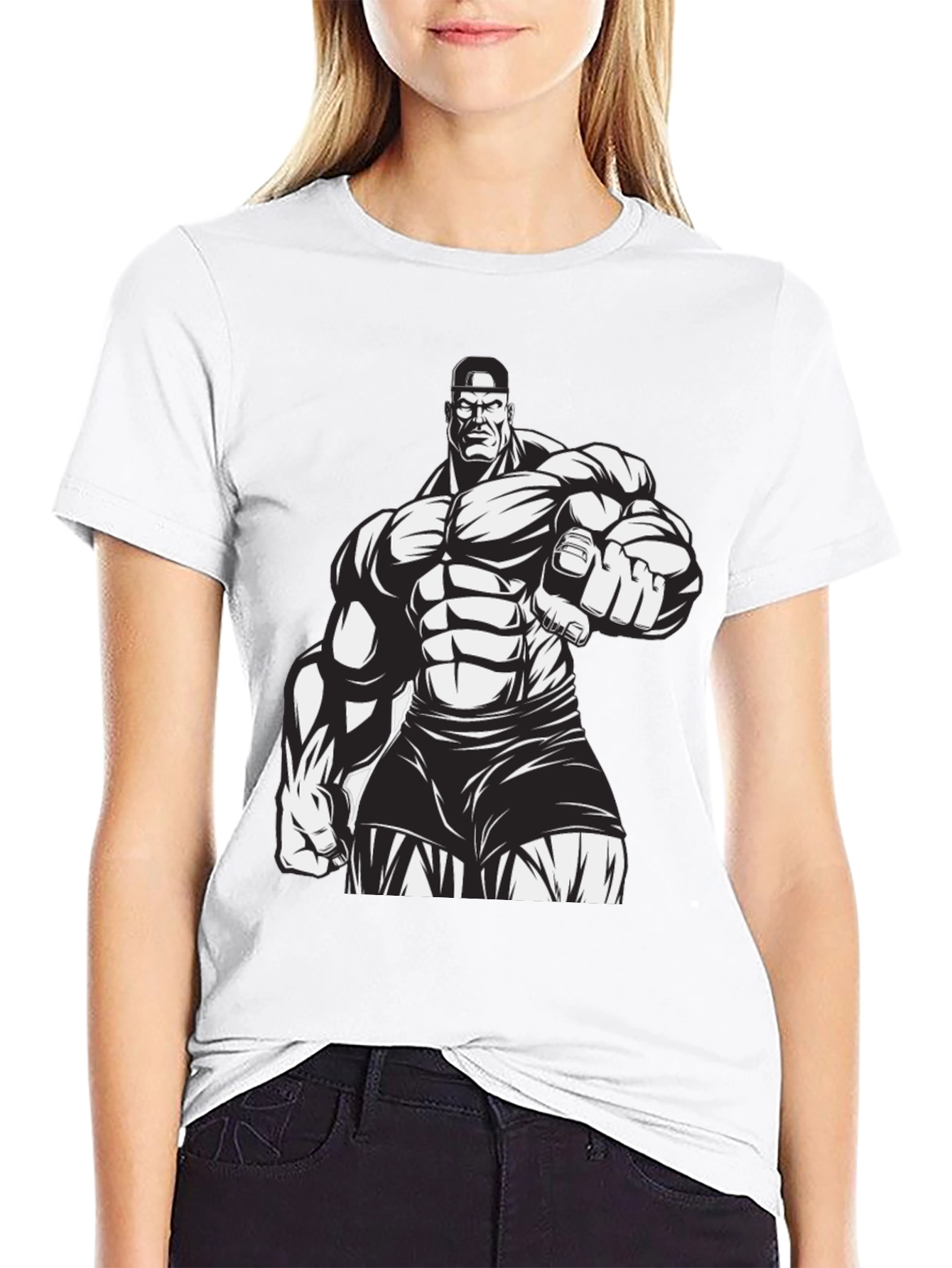 Muscle Man Graphic Black T-Shirt