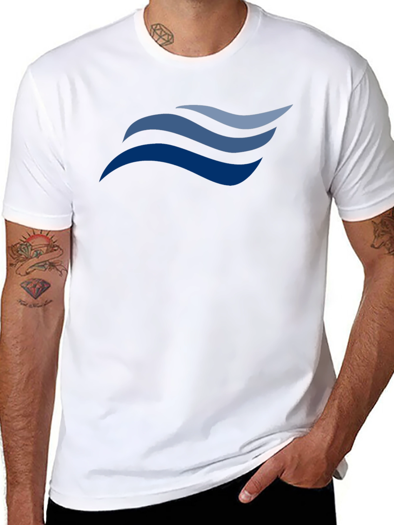 Stylish Black T-Shirt with Wave Design