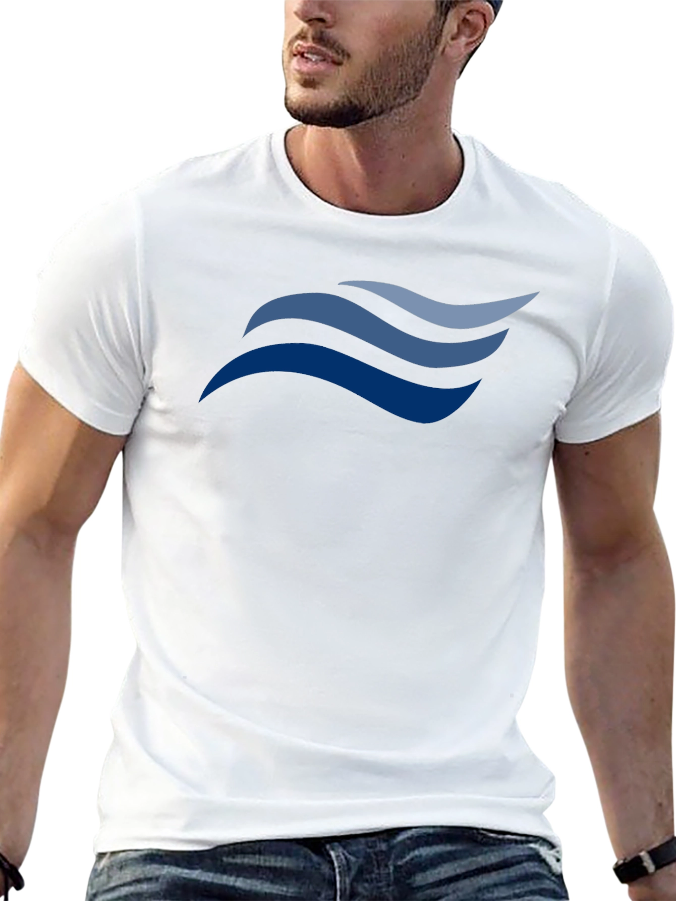Stylish Black T-Shirt with Wave Design