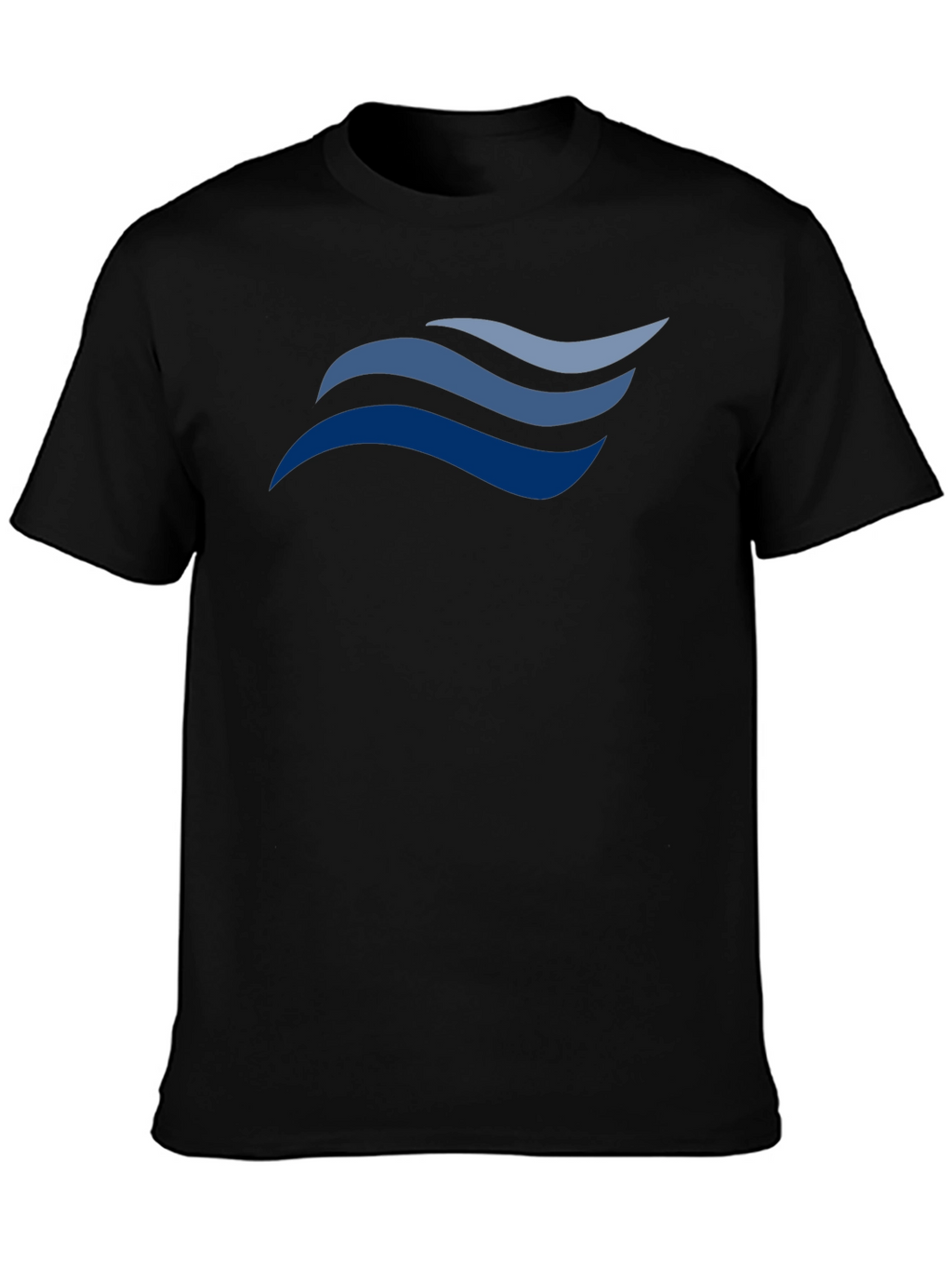 Stylish Black T-Shirt with Wave Design