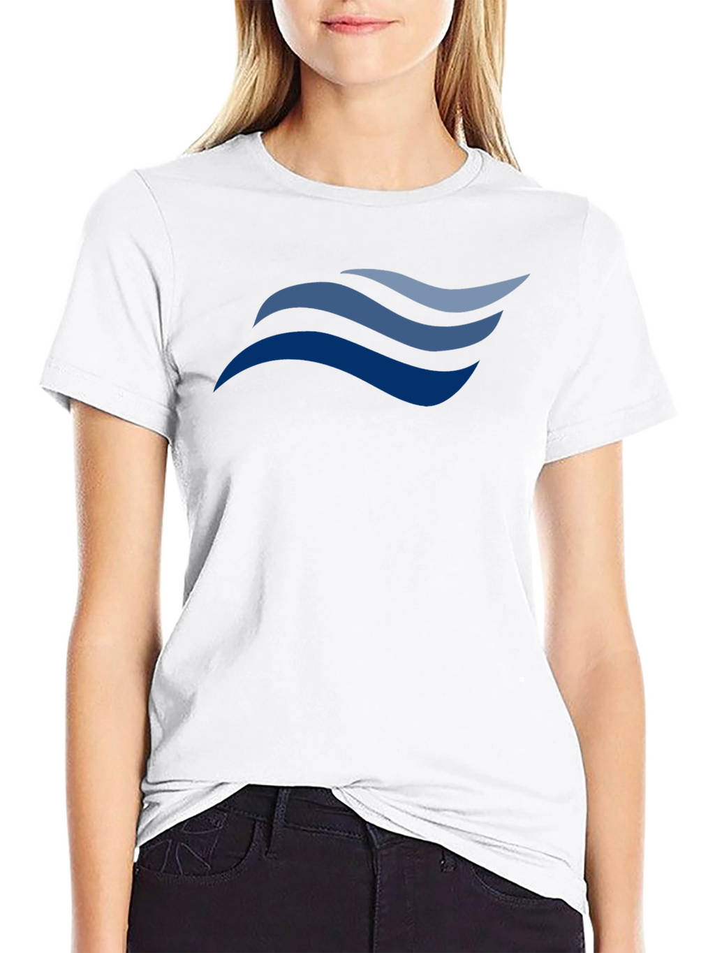 Stylish Black T-Shirt with Wave Design