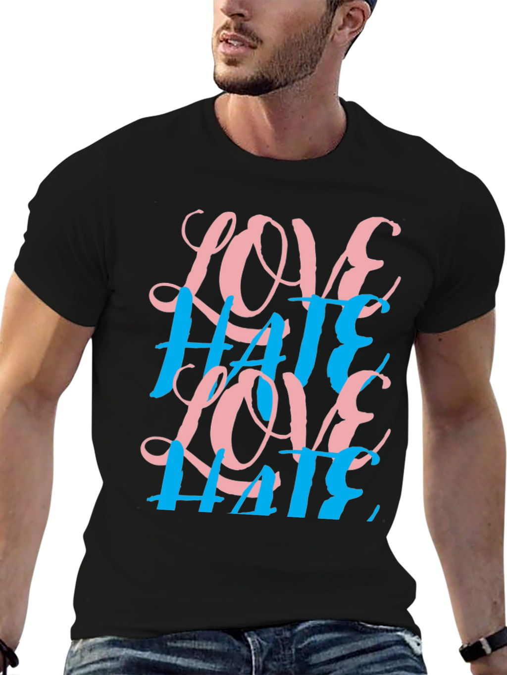 Love Hate Graphic Tee - Black