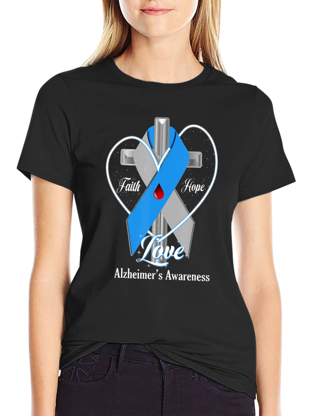 Alzheimers Awareness T-Shirt: Faith Hope Love