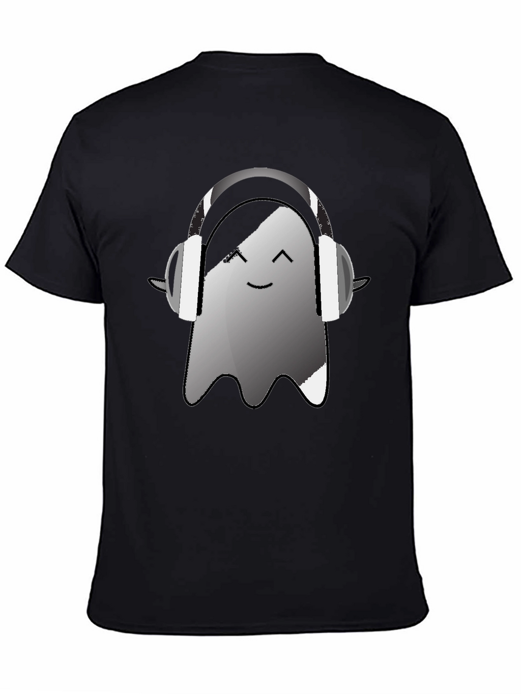 Ghost with Headphones Graphic Tee - Black