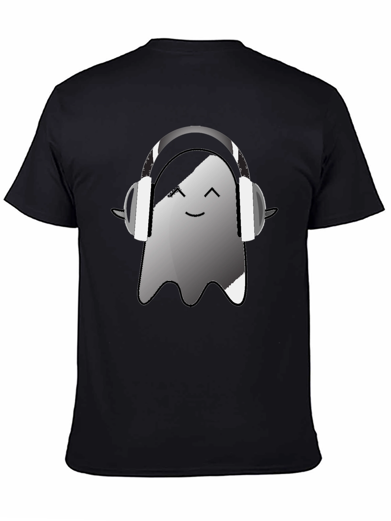 Ghost with Headphones Graphic Tee - Black