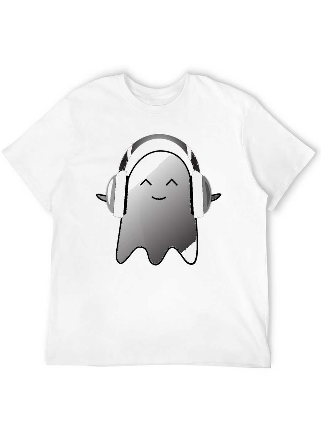 Ghost with Headphones Graphic Tee - Black