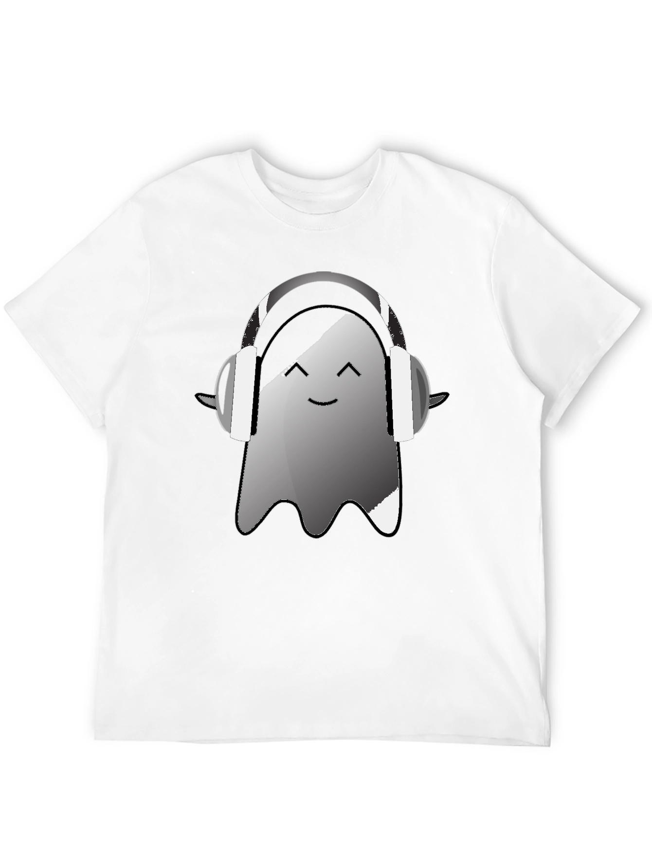 Ghost with Headphones Graphic Tee - Black