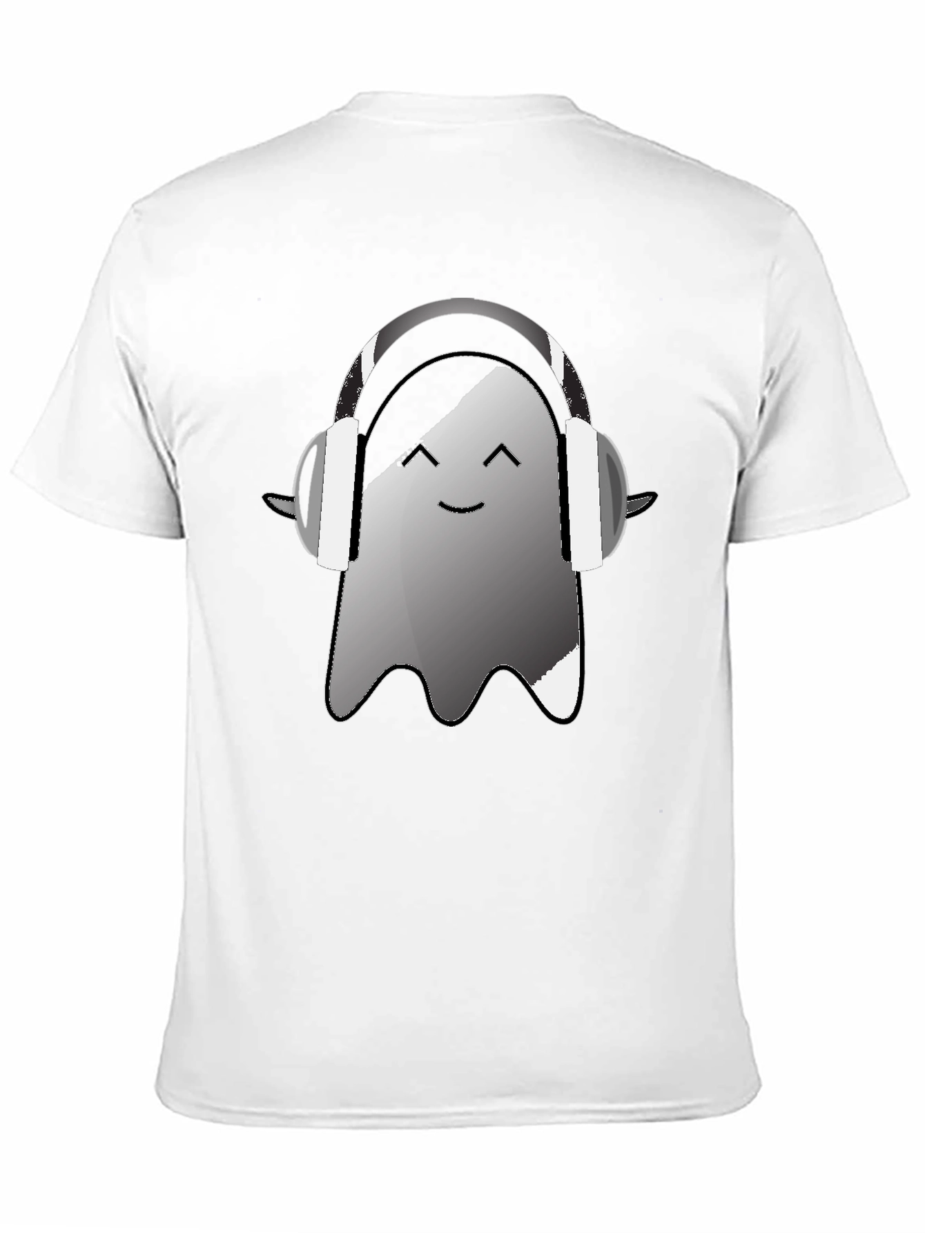 Ghost with Headphones Graphic Tee - Black