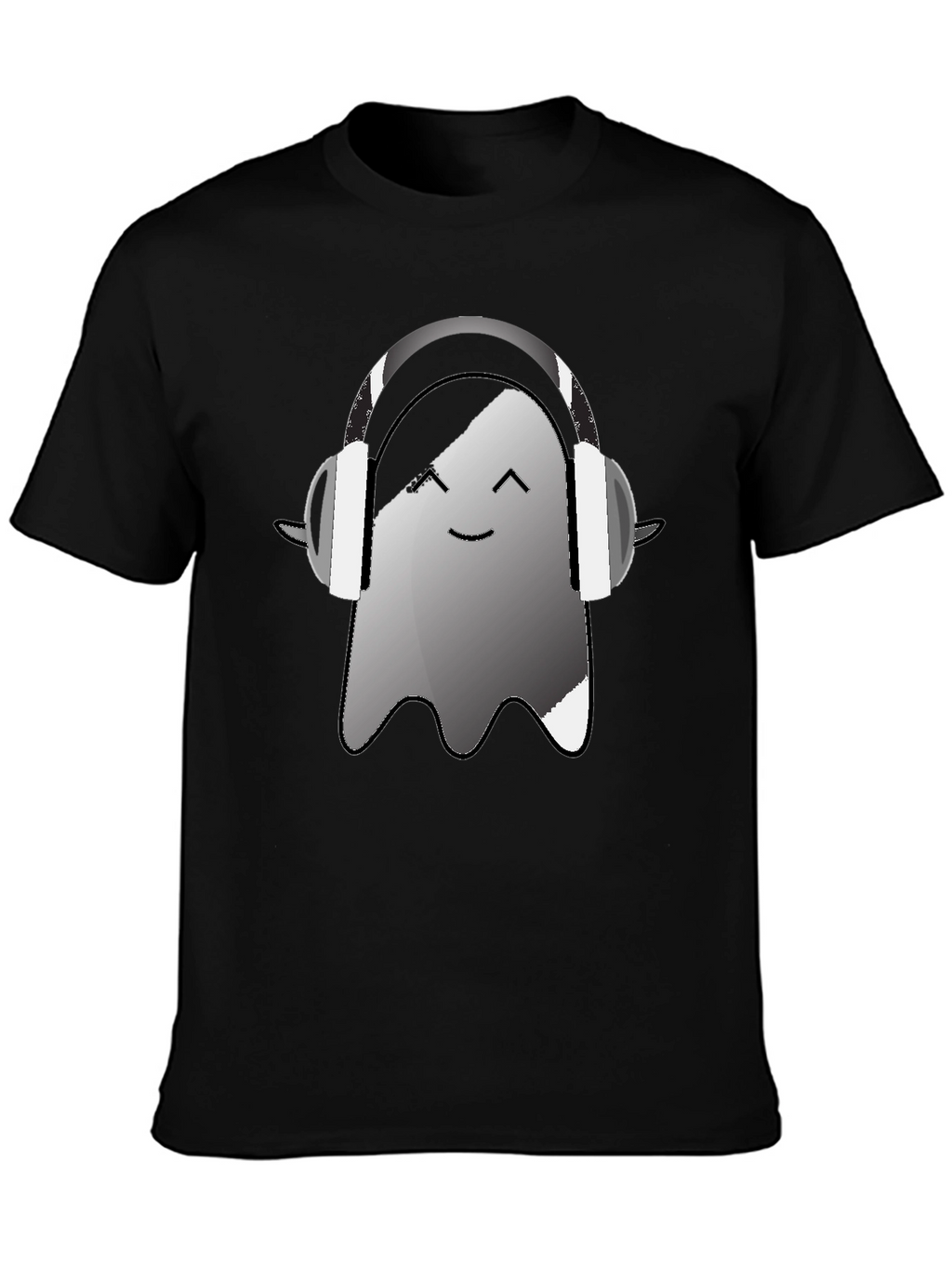 Ghost with Headphones Graphic Tee - Black
