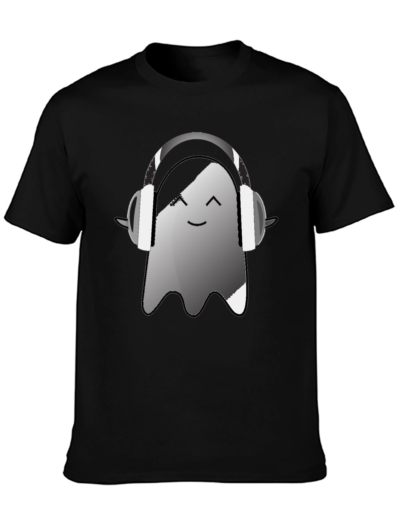 Ghost with Headphones Graphic Tee - Black