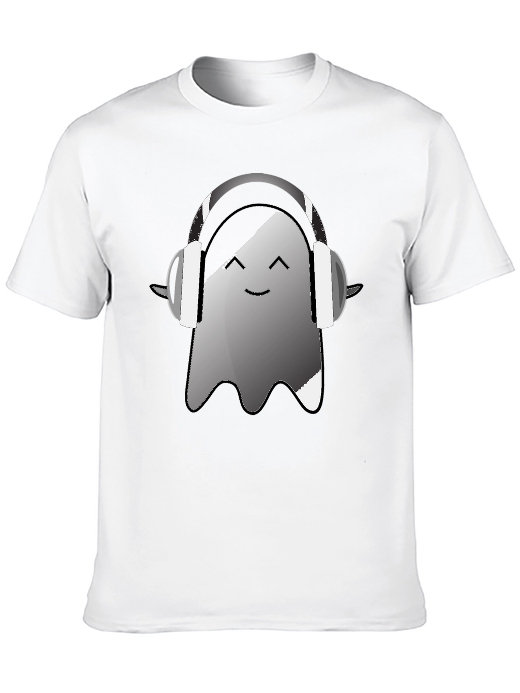 Ghost with Headphones Graphic Tee - Black