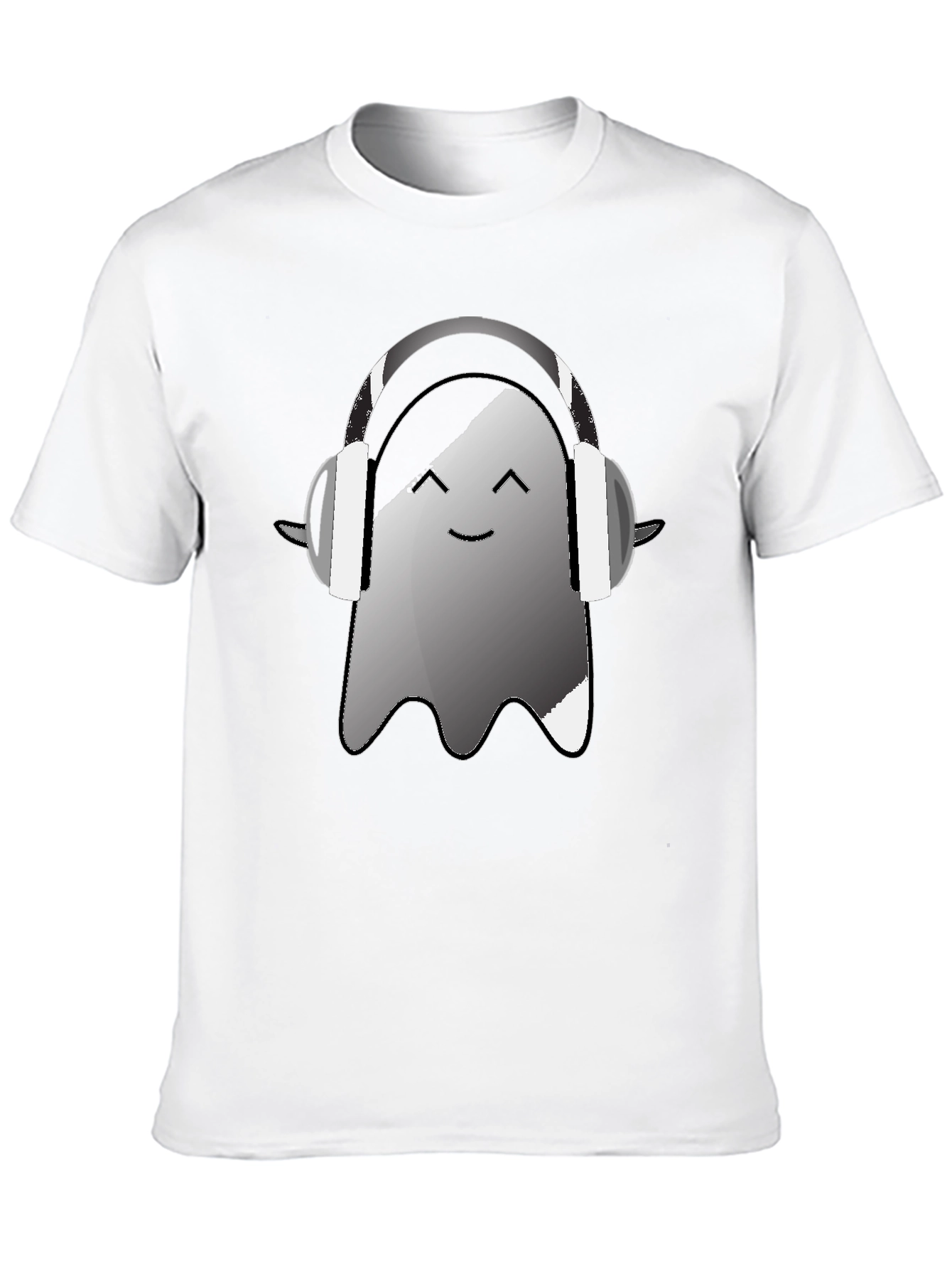 Ghost with Headphones Graphic Tee - Black