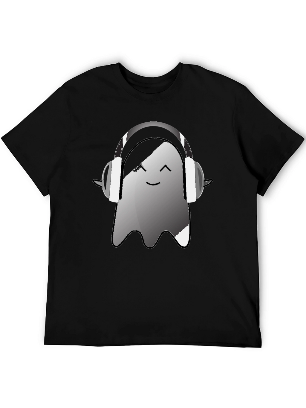 Ghost with Headphones Graphic Tee - Black