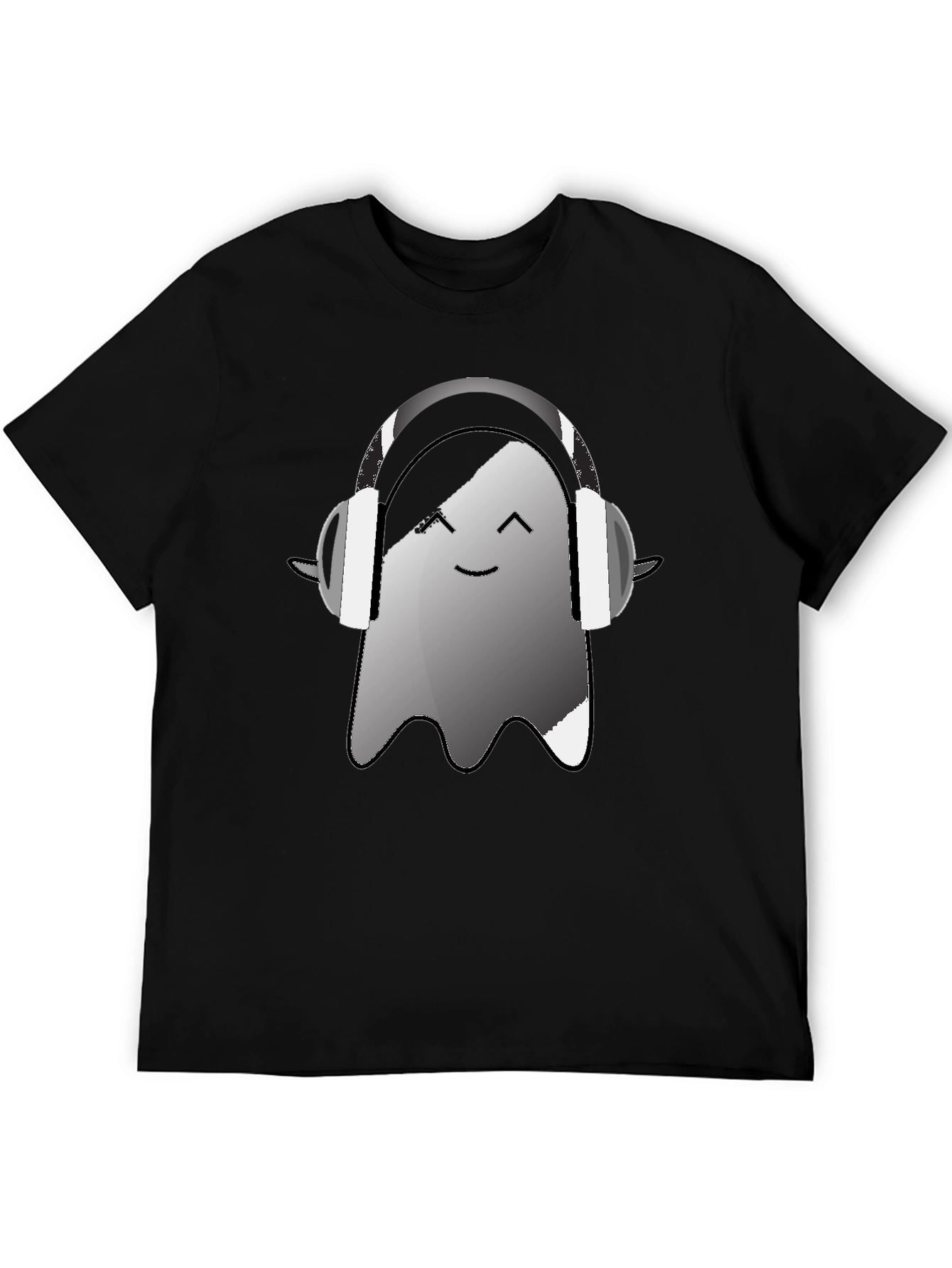 Ghost with Headphones Graphic Tee - Black