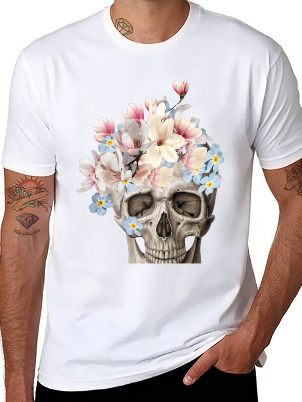 Floral Skull Graphic T-Shirt
