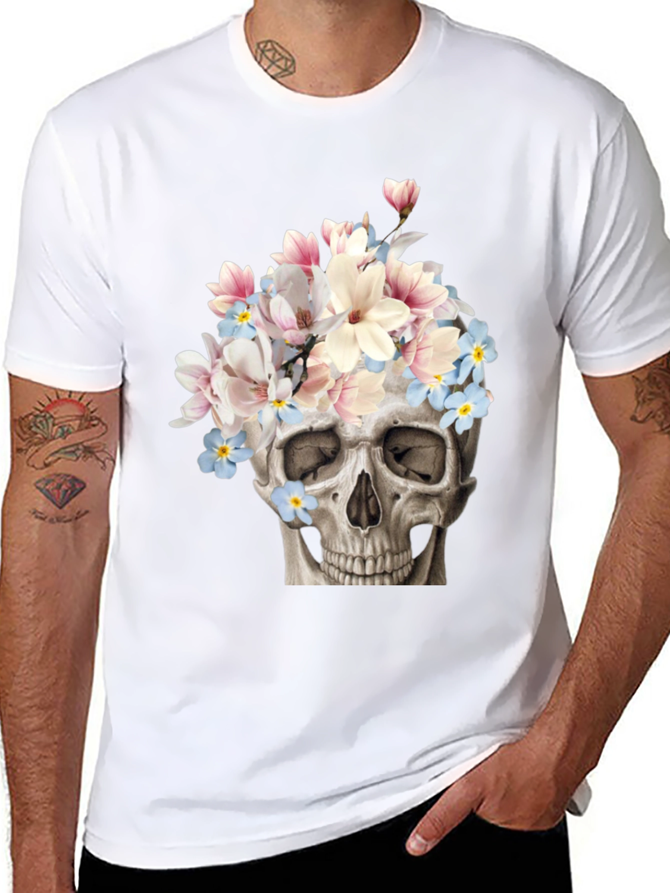 Floral Skull Graphic T-Shirt