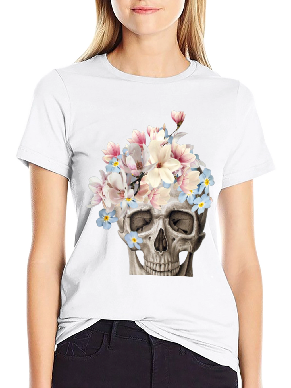 Floral Skull Graphic T-Shirt