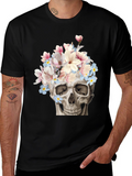 Floral Skull Graphic T-Shirt