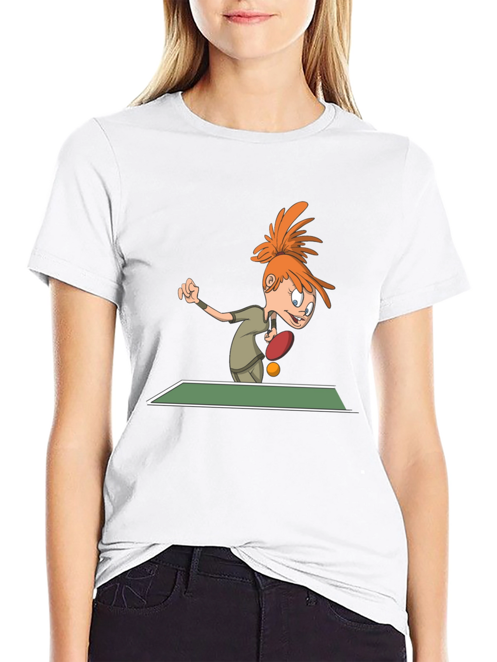 Cartoon Table Tennis T-Shirt - Black