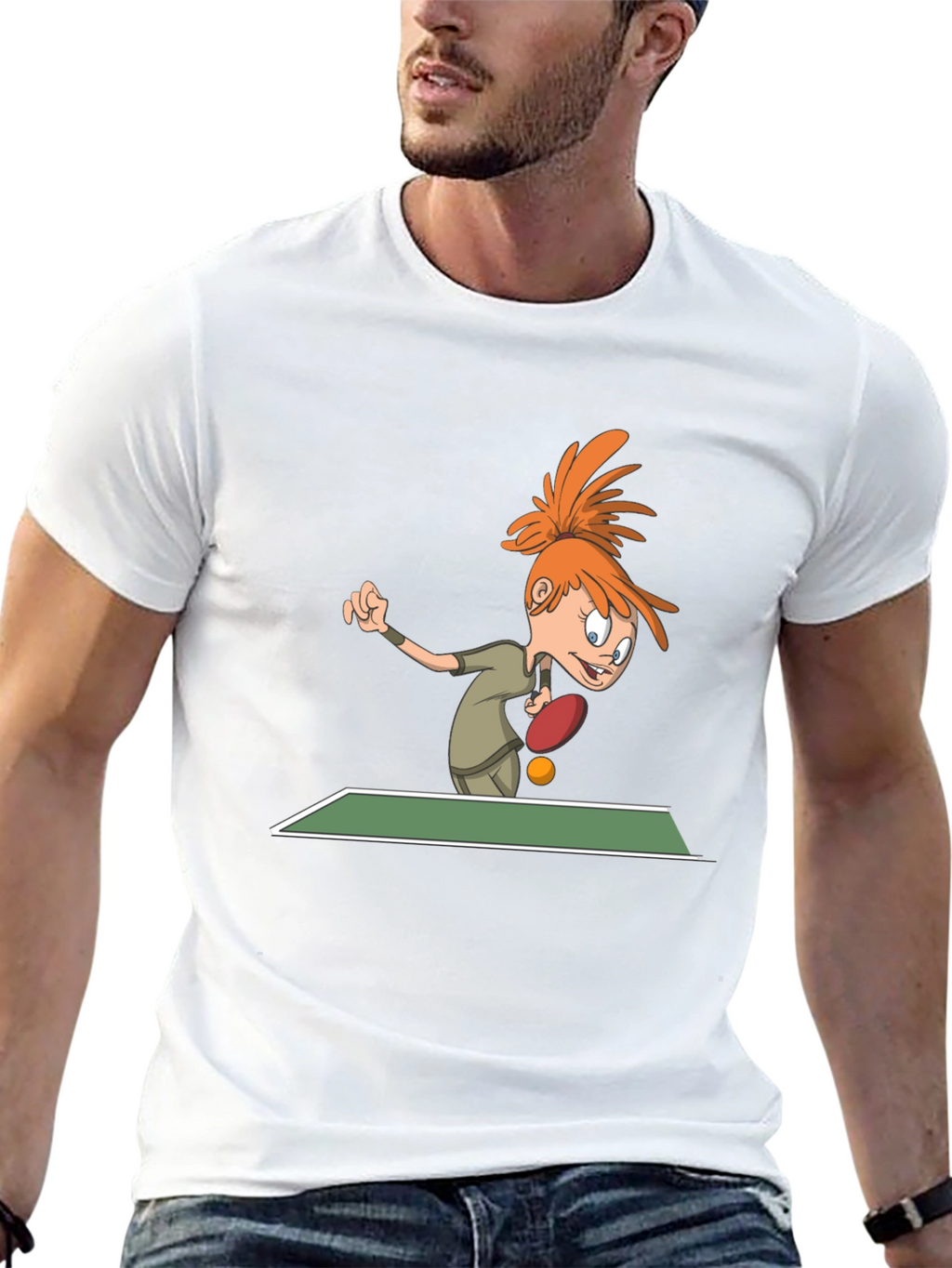 Cartoon Table Tennis T-Shirt - Black