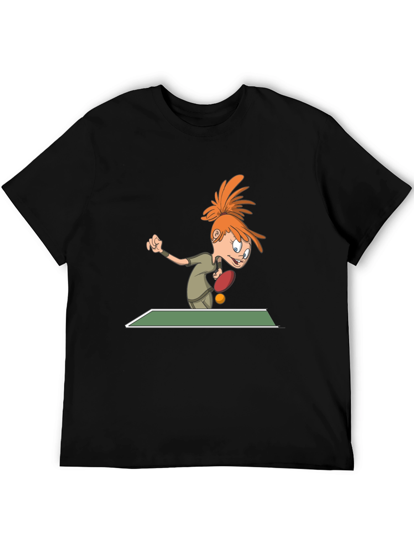 Cartoon Table Tennis T-Shirt - Black