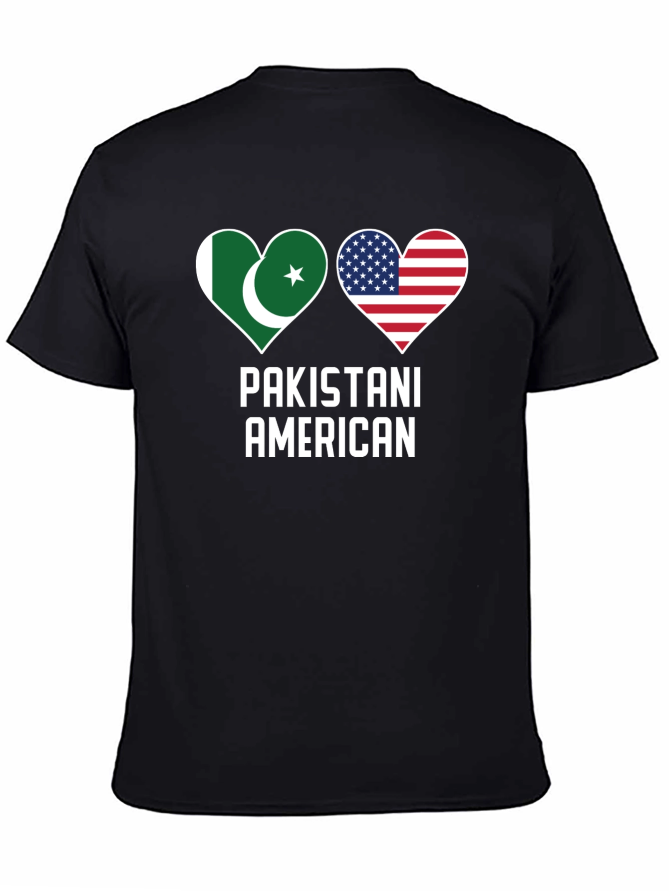 Pakistani American Flag Heart T-Shirt - Dual Heritage Pride