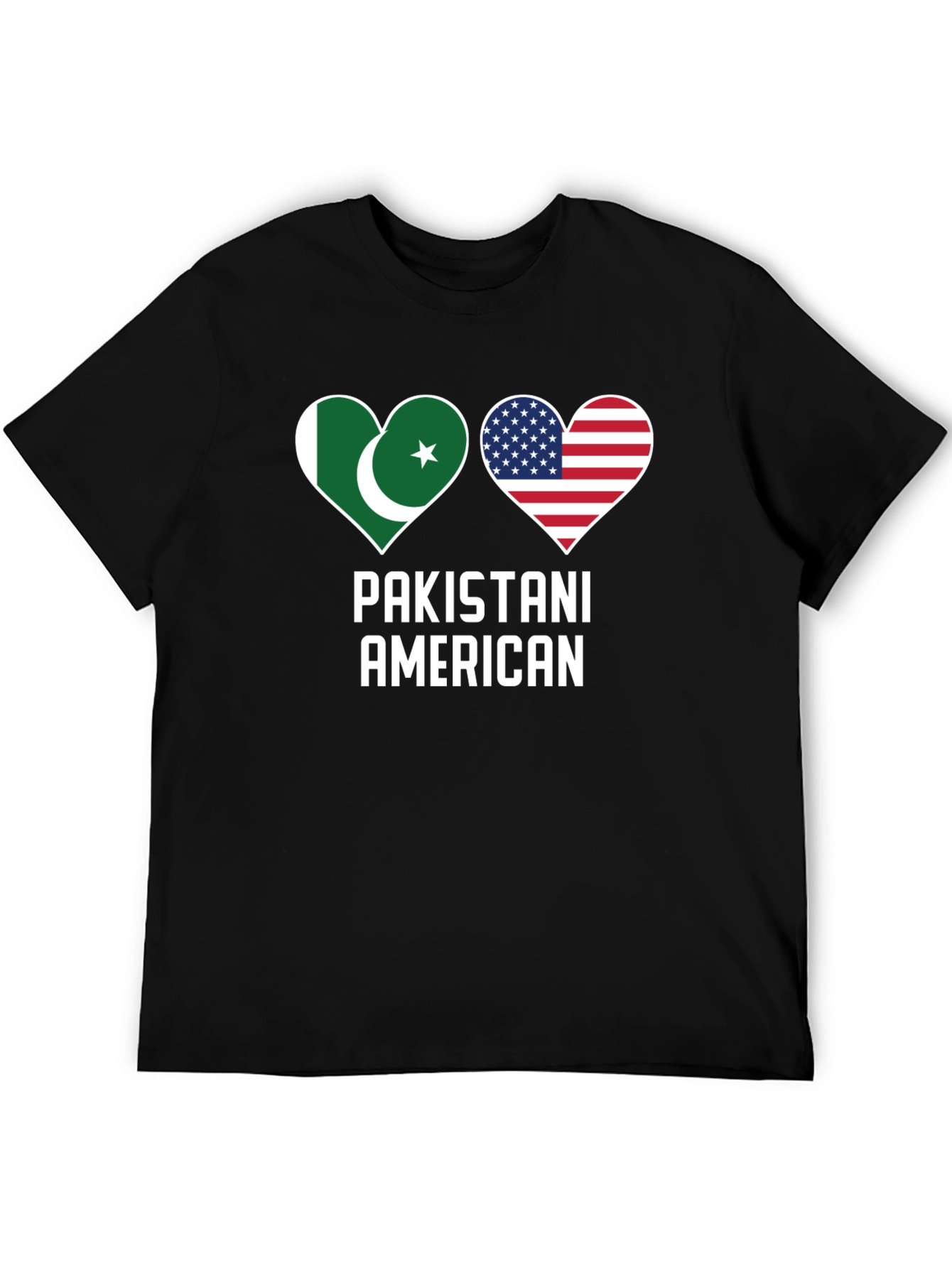 Pakistani American Flag Heart T-Shirt - Dual Heritage Pride