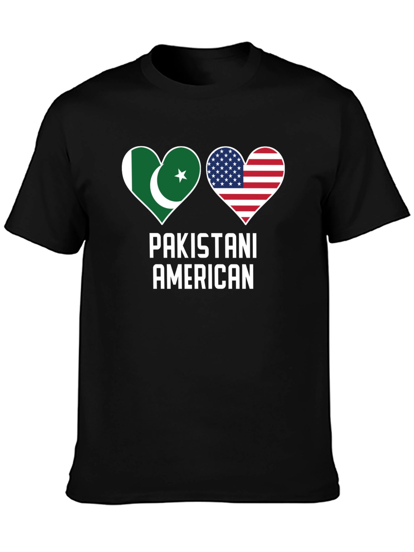 Pakistani American Flag Heart T-Shirt - Dual Heritage Pride