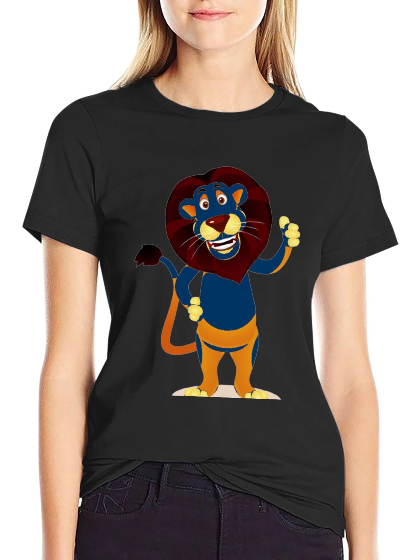 Cartoon Lion Graphic T-Shirt