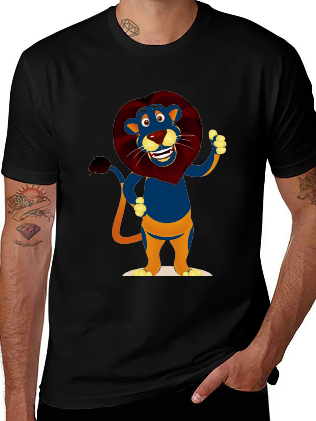 Cartoon Lion Graphic T-Shirt