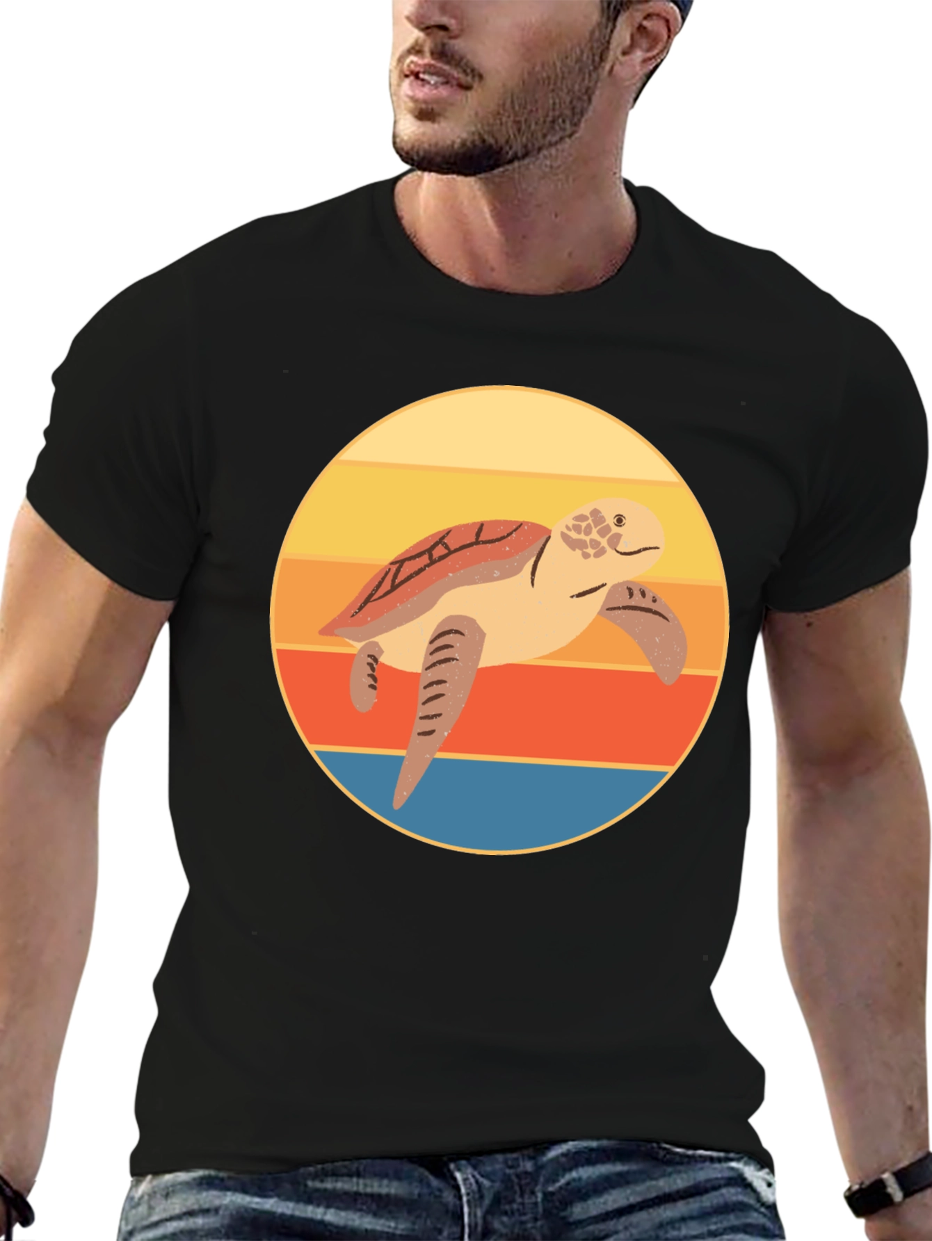Retro Turtle Sunset Graphic Tee