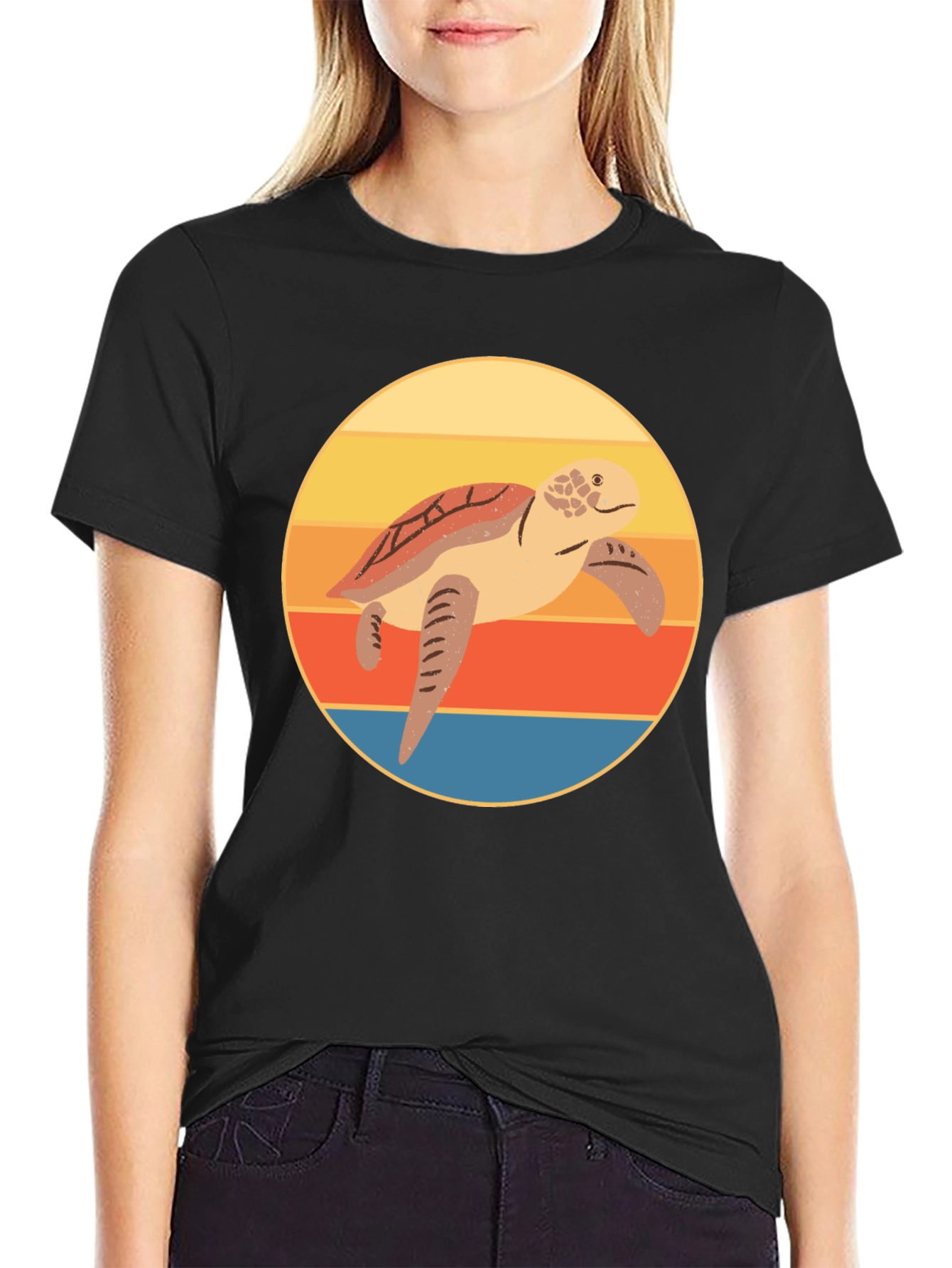 Retro Turtle Sunset Graphic Tee
