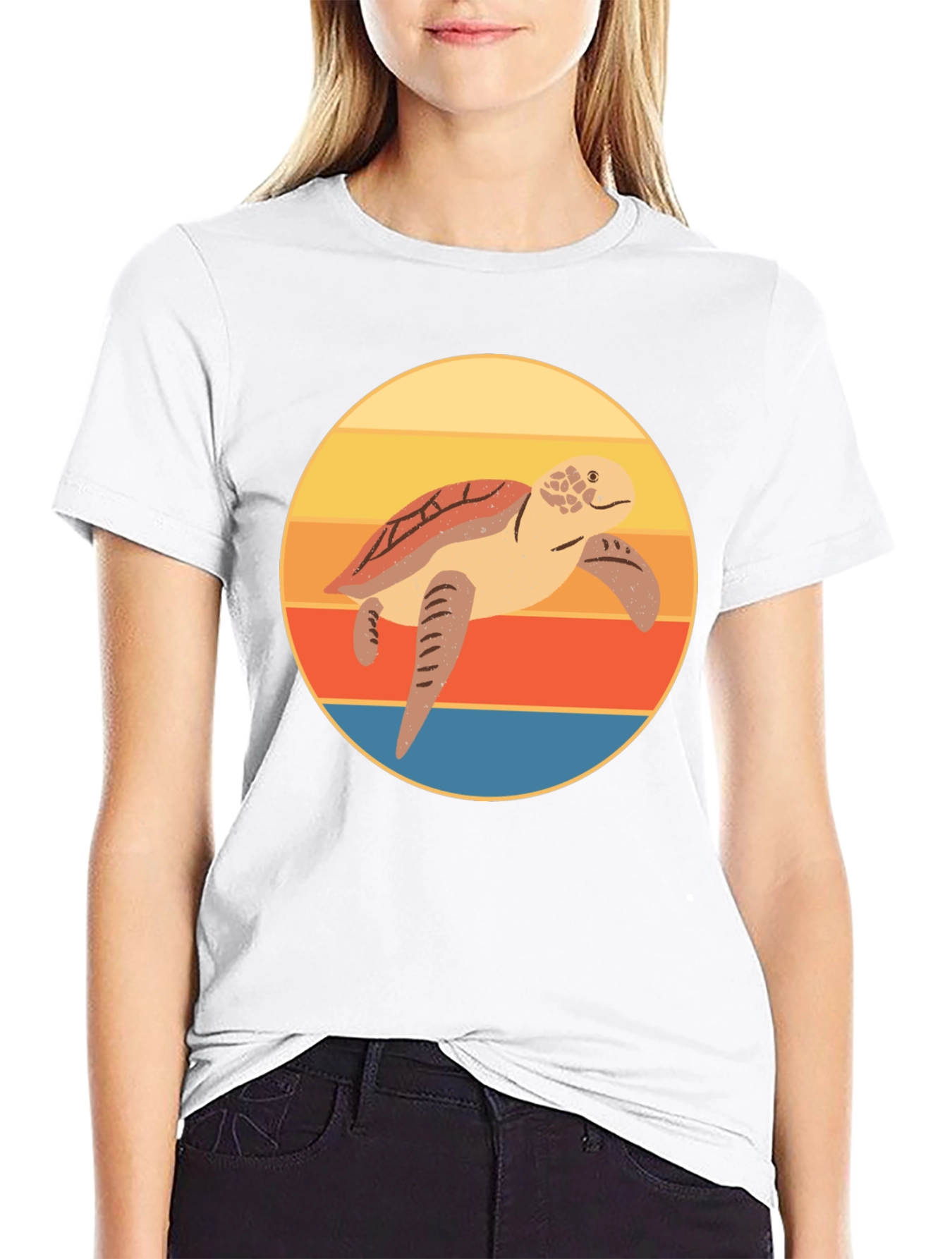 Retro Turtle Sunset Graphic Tee