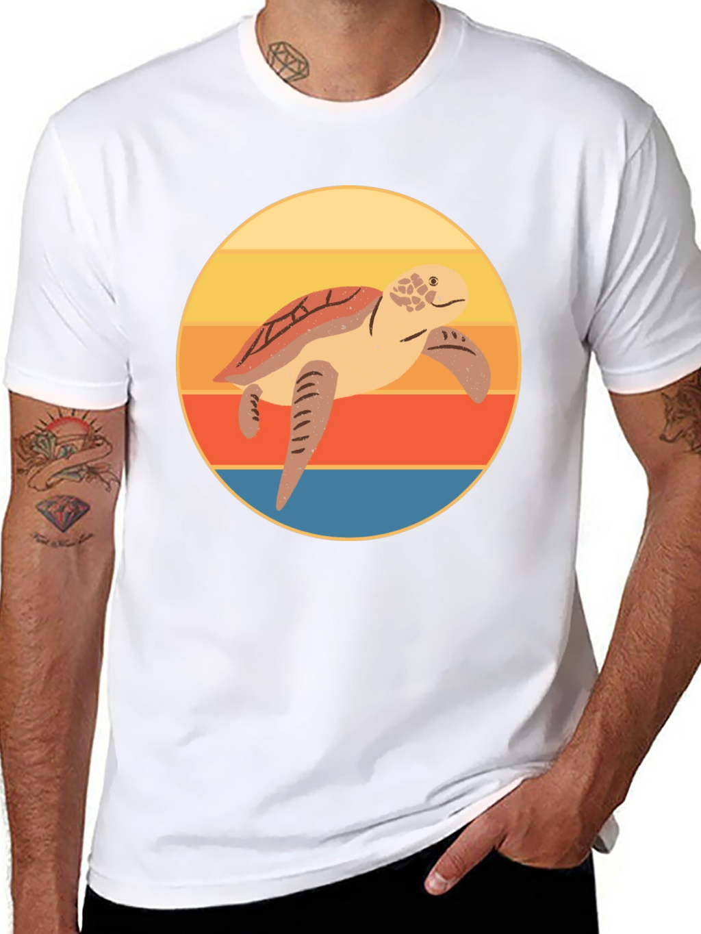 Retro Turtle Sunset Graphic Tee