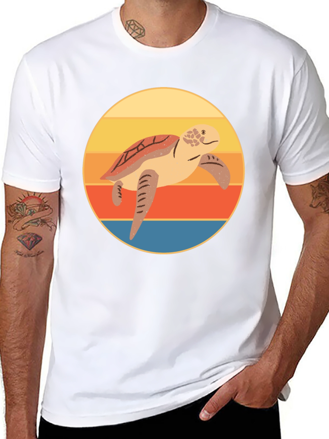 Retro Turtle Sunset Graphic Tee