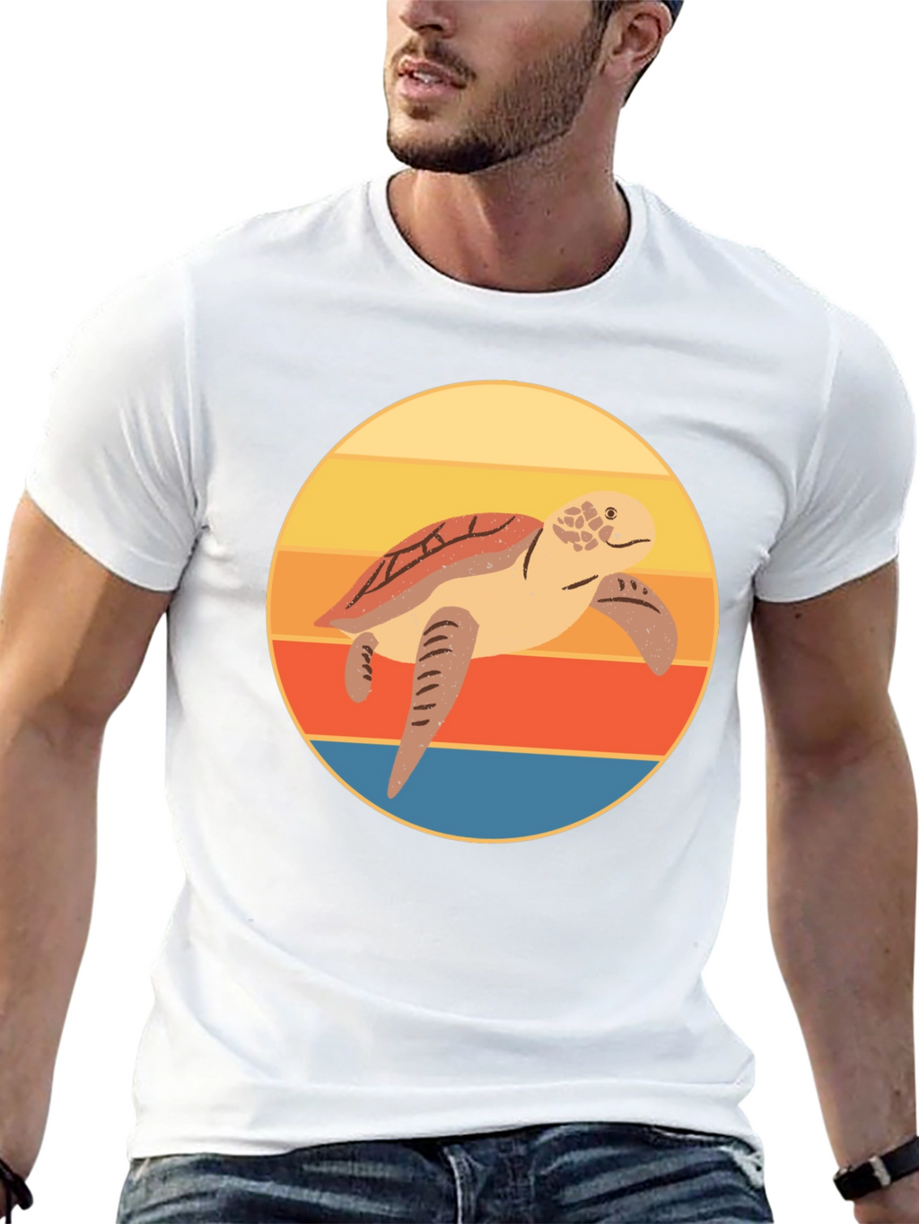 Retro Turtle Sunset Graphic Tee