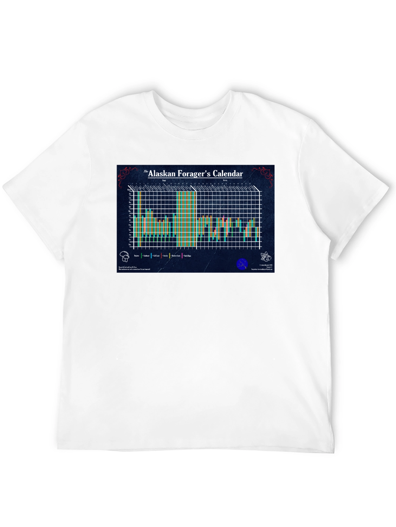 Alaskan Foragers Calendar Black T-Shirt