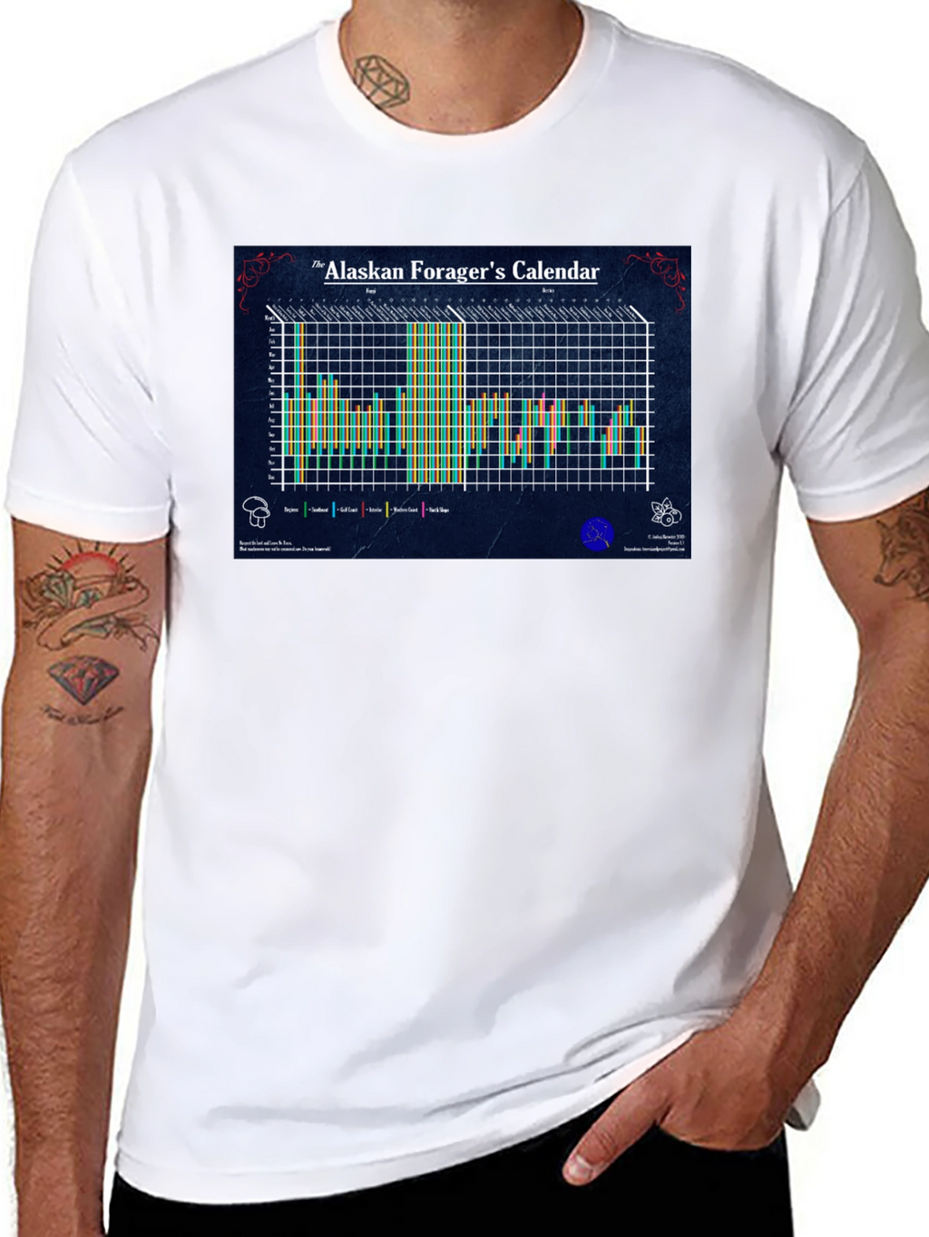 Alaskan Foragers Calendar Black T-Shirt