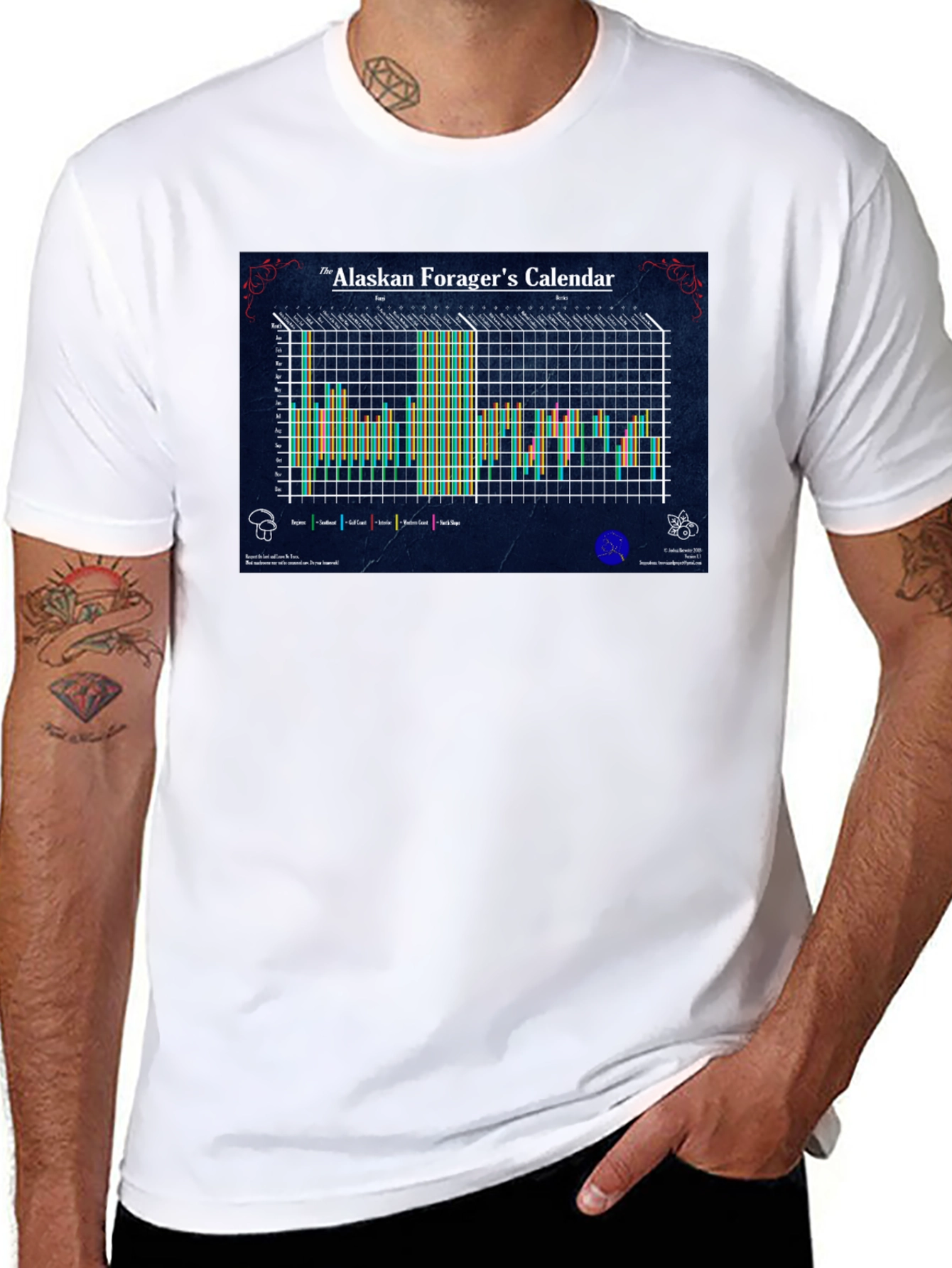 Alaskan Foragers Calendar Black T-Shirt