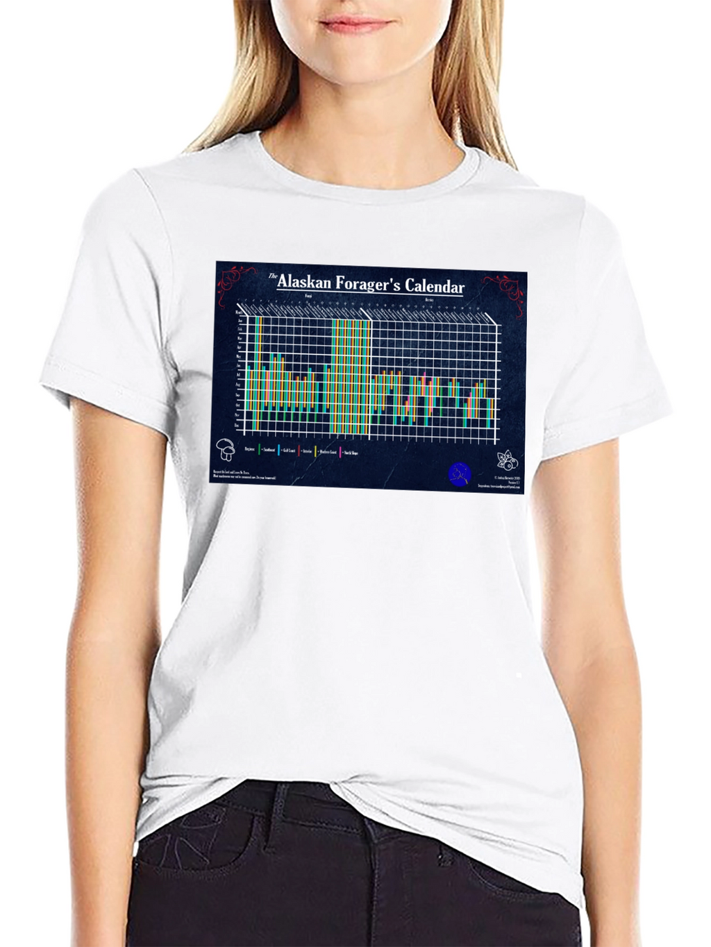 Alaskan Foragers Calendar Black T-Shirt