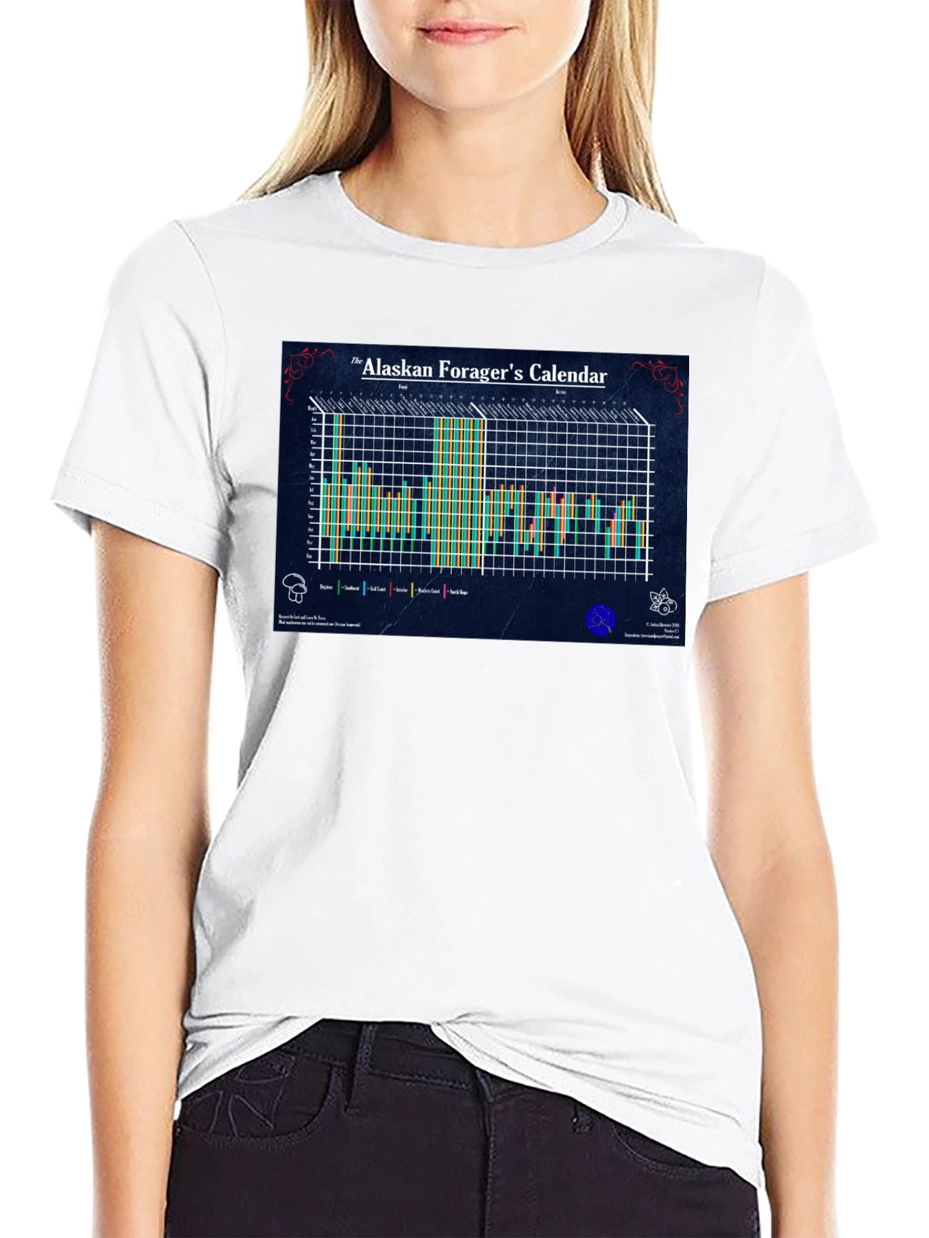 Alaskan Foragers Calendar Black T-Shirt