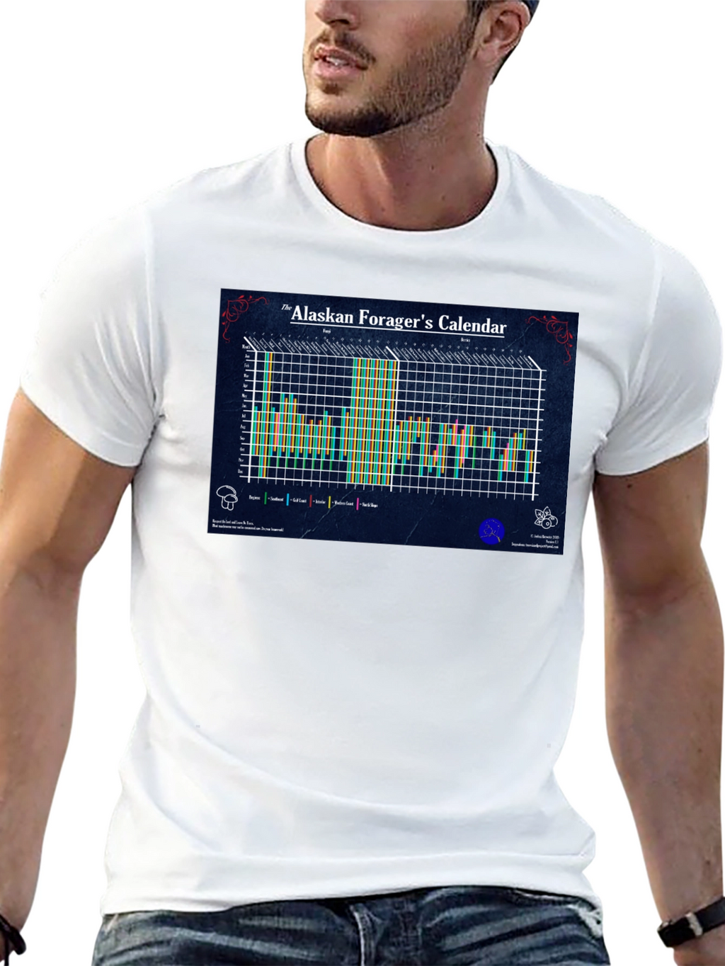Alaskan Foragers Calendar Black T-Shirt