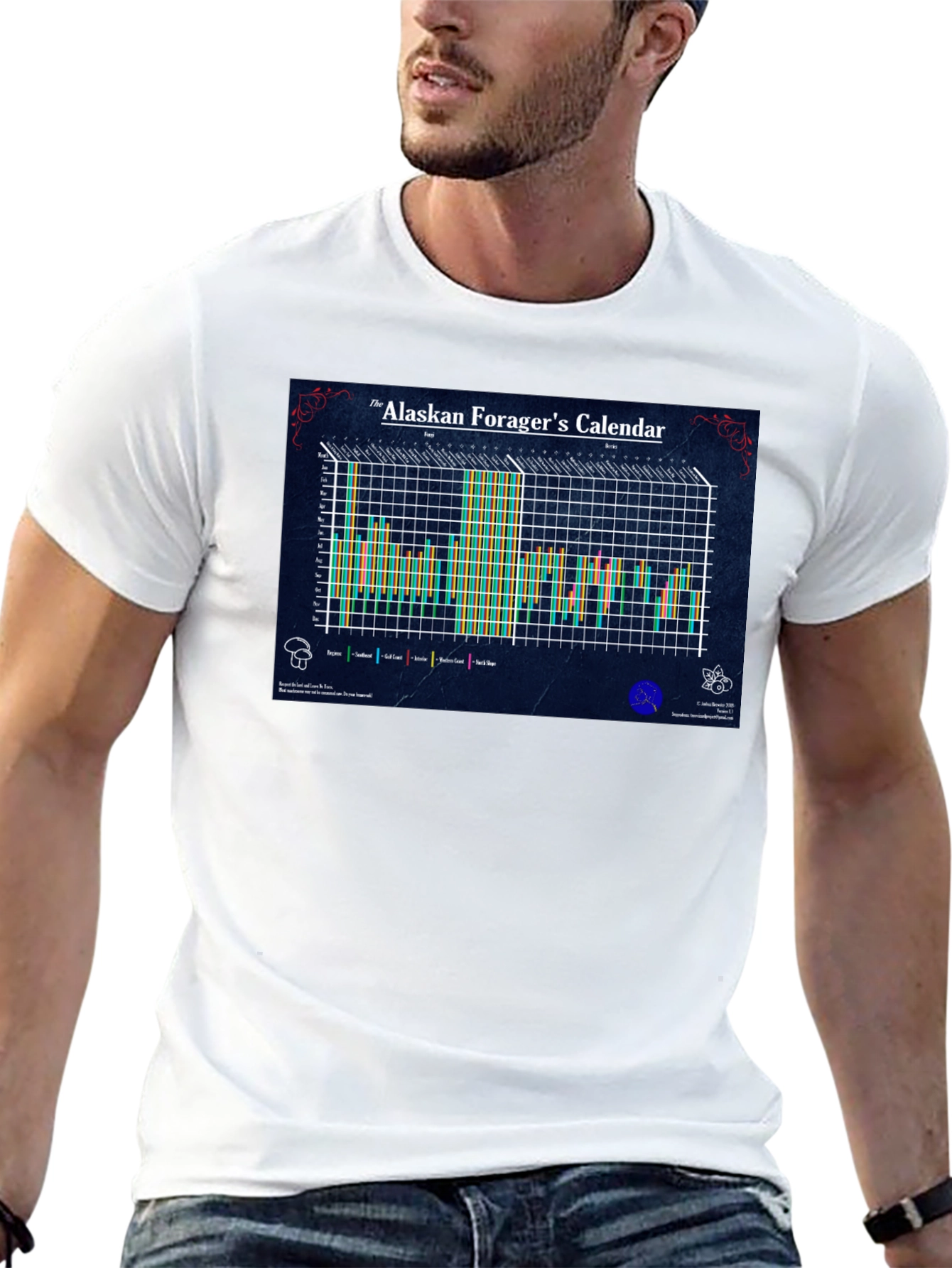 Alaskan Foragers Calendar Black T-Shirt