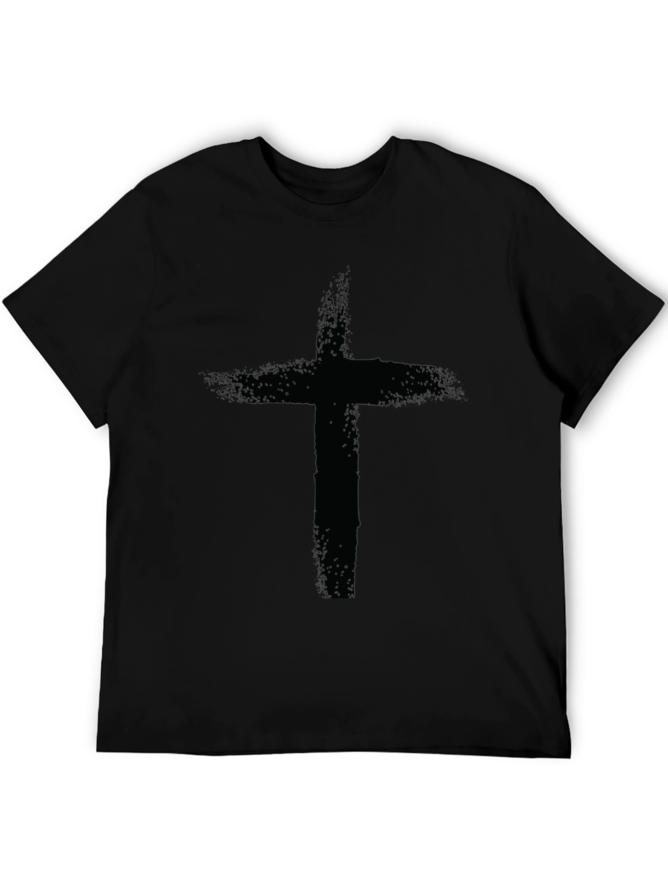 Distressed Cross Graphic Tee - Black Cotton Blend