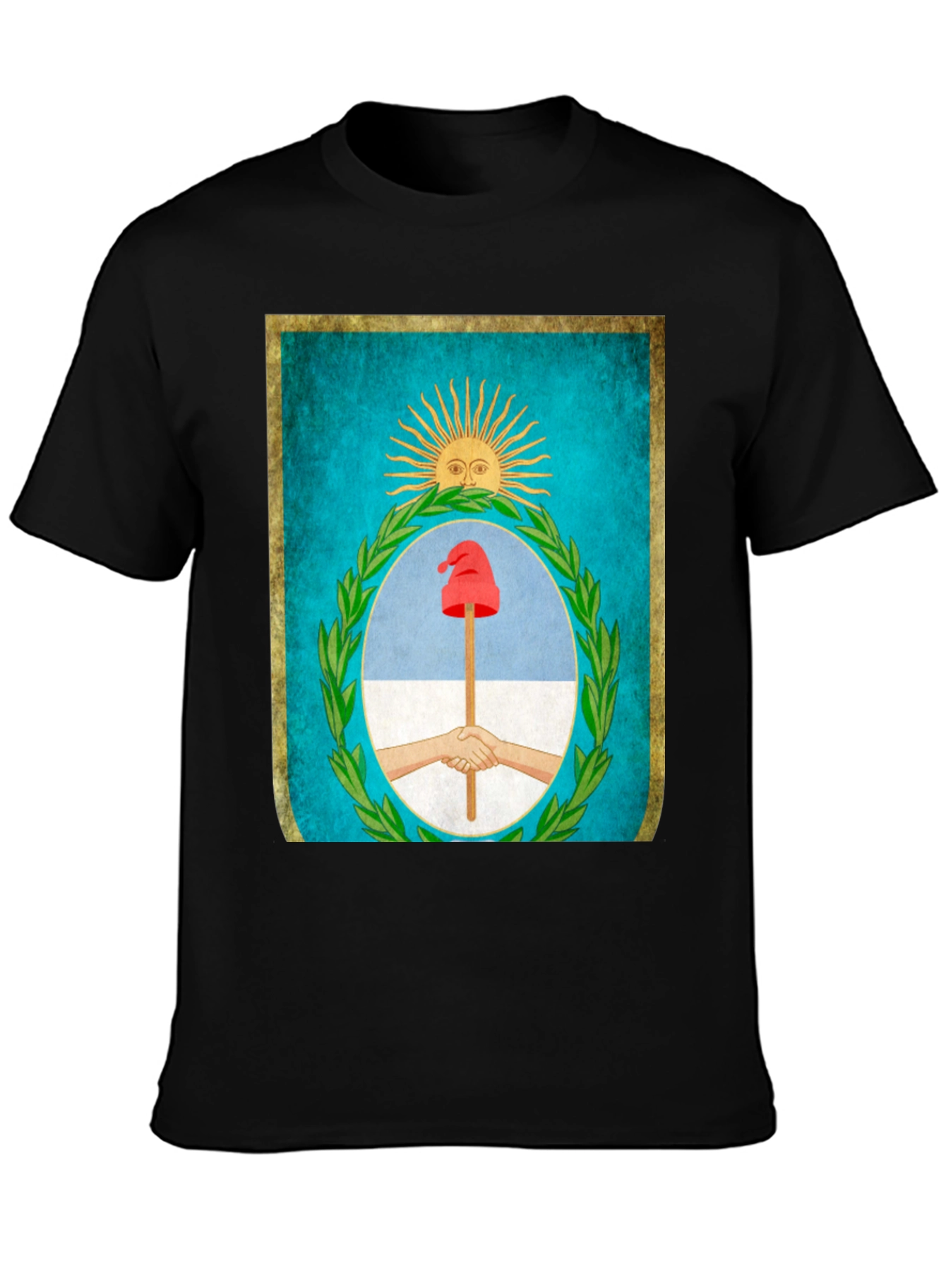 Argentina Flag T-Shirt - Sun Hands Liberty Cap Design