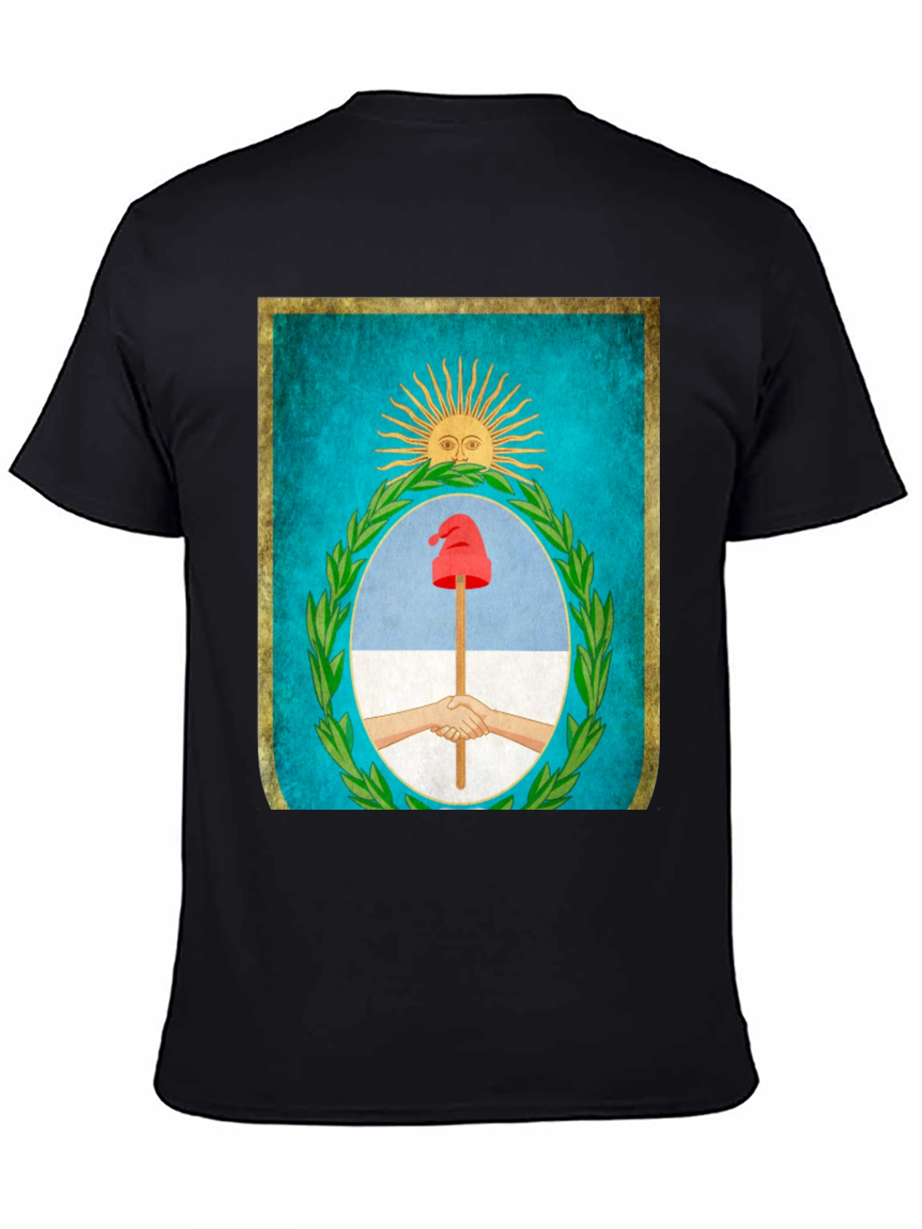 Argentina Flag T-Shirt - Sun Hands Liberty Cap Design